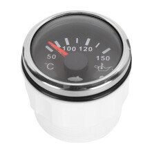 Auto- und Boot-Öltemperaturmesser 52mm/2 Zoll Edelstahl mit Alarm, schwarze Ausführung