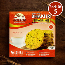 Saras Bhakhri Masala – Roasted Whole Wheat Flatbread Snack with Indian Spices – 180g (Pack of 5)