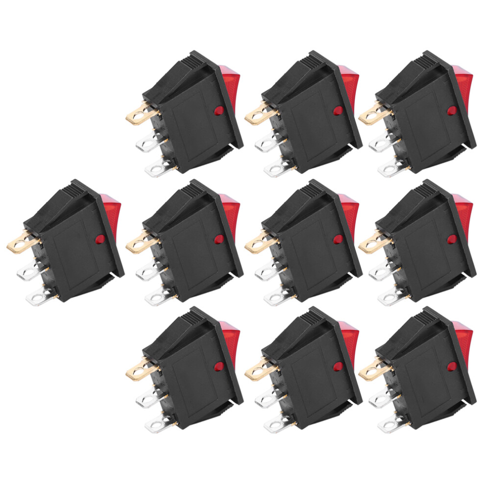 10Pcs 3‑Pin Switch Rocker On Off Red Light 2‑Position Kcd3 Household Appliances Accessories 8721323516215