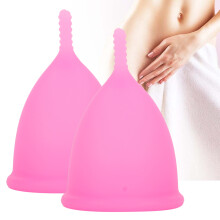 Wiederverwendbarer Silikon-Menstruationsbecher Rosa, Größe L, 45x64,5 mm, 28 ml, auslaufsicher, Alternative