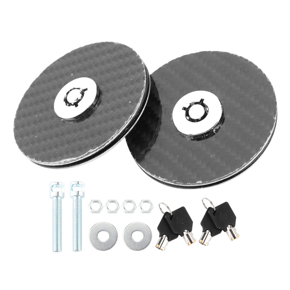 Universal Car Hood Pins Lock Clip Kit Carbon Fiber Style Engine Bonnet Push Button With 2 Keys 4991323521524