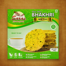 Saras Bhakhri Methi – Roasted Whole Wheat Flatbread Snack with Fenugreek – 180g