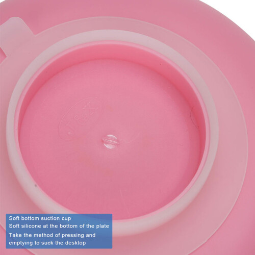 Elderly Care Spill Proof Plate with Suction Cup Base Disabled Non Slip Tableware Pink 2