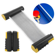 Welliges, schwarzes und gelbes, ausziehbares Tischtennisnetz-Rack, tragbar, aus Kunststoff, verstellbar