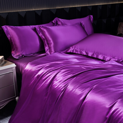 Luxury Silk 4-Piece Bedding Set with Printed Dyeing2.2m bed sheet four piece set 1