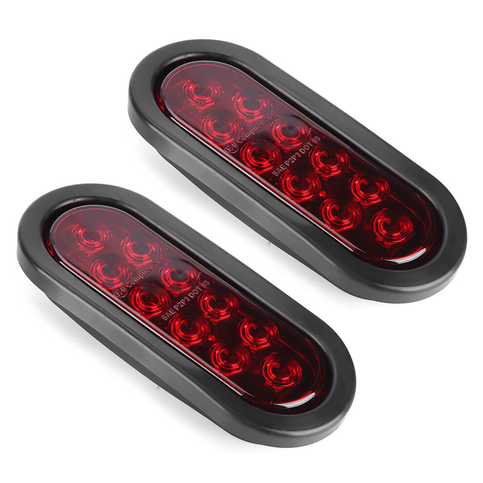 2Pcs 10Led Side Marker 6In Oval Waterproof Truck Tail Surface Mounted Light/Red 9421323523716
