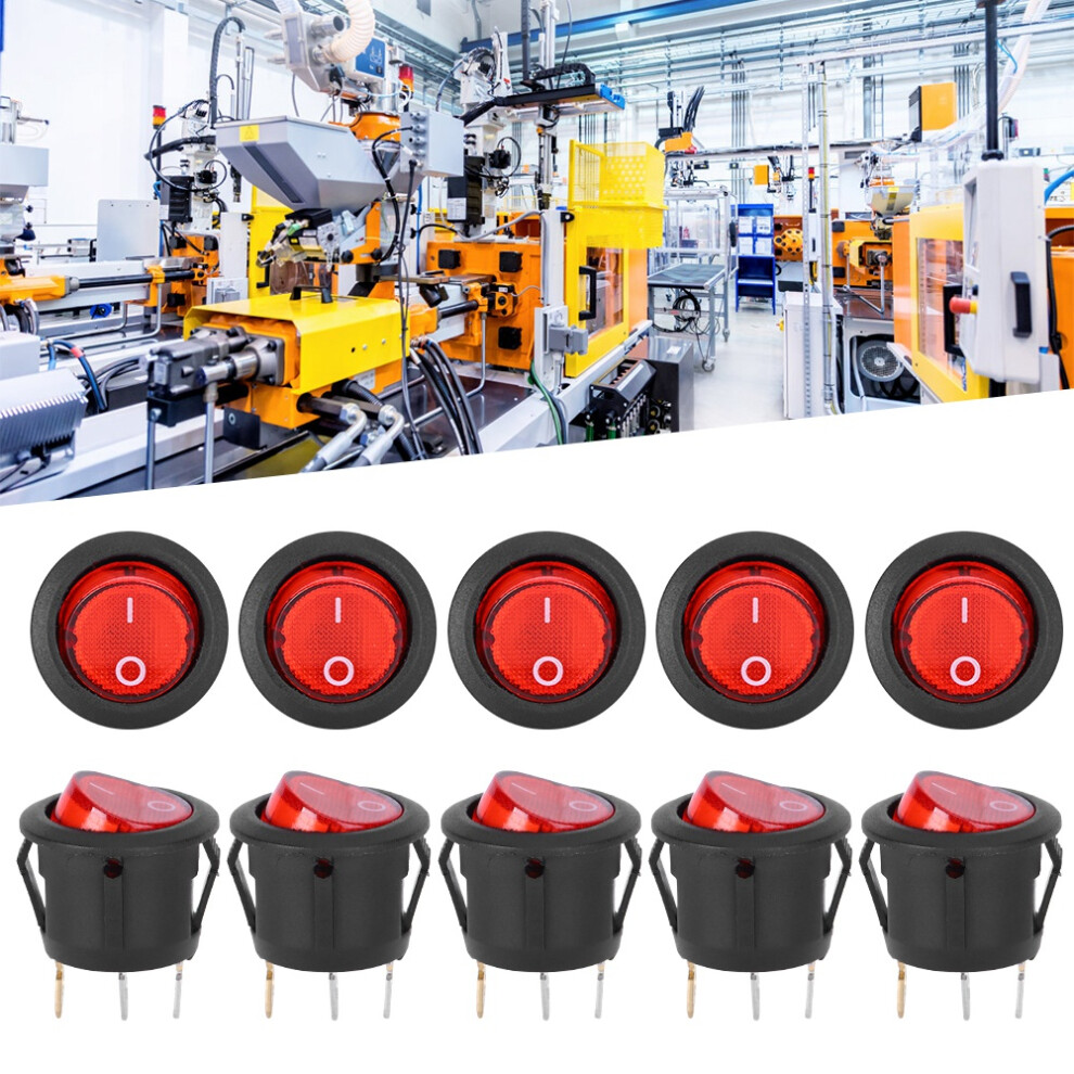 10Pcs Rocker Switch Large Round 3Pin Red Light Used For Household Appliances Switches 8461323525175