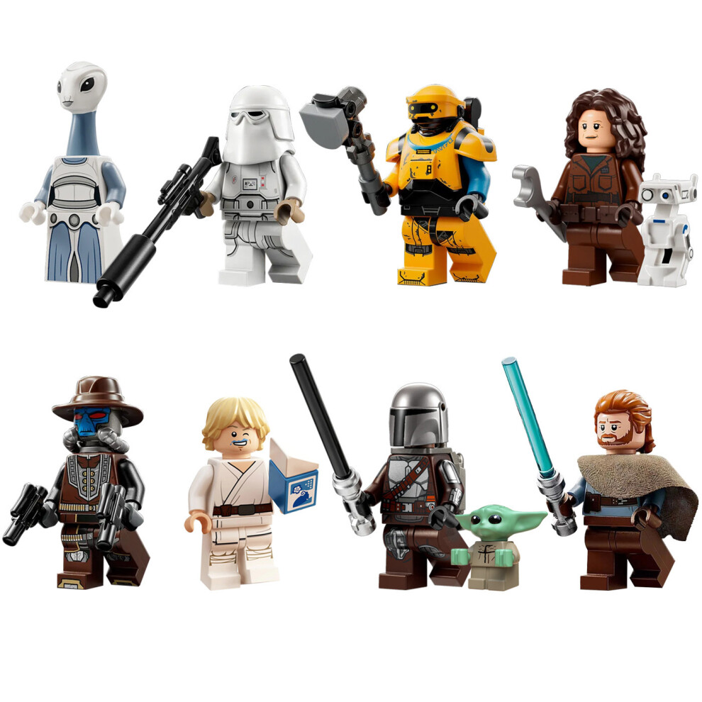 Gacloz 8Pcs Star Wars Mini Figures Stormtrooper Droid Luke Skywalker Droid Yoda Building Blocks Bricks Boys Toys
