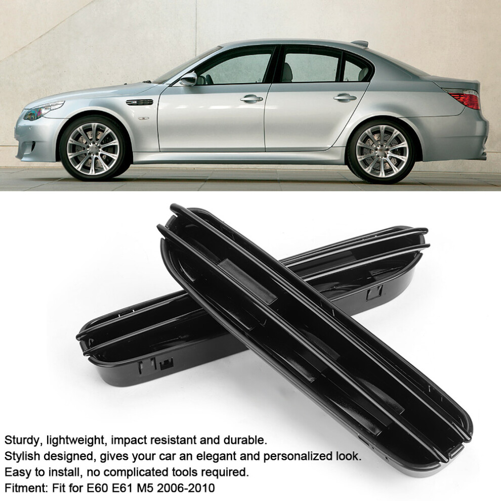 2Pcs Glossy Side Fender Grille Air Flow Vents Replacement Fit For E60 E61 M5 2006Â2010 Black 8791323527054