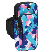 Waterproof Sports Arm Bag Universal Running Armband Phone Holder Pouch for IOS for HuaweiRainbow Type ‑ Blue Pink