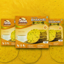 Saras Bhakhri Punjabi – Roasted Whole Wheat Flatbread Snack with Punjabi Spices – 180g (Pack of 3)