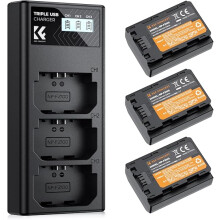 K&F Concept NP-FZ100 Replacement Battery and Charger Set, 3 Pack 2280mAh Battery & Triple Slot Charger for Sony