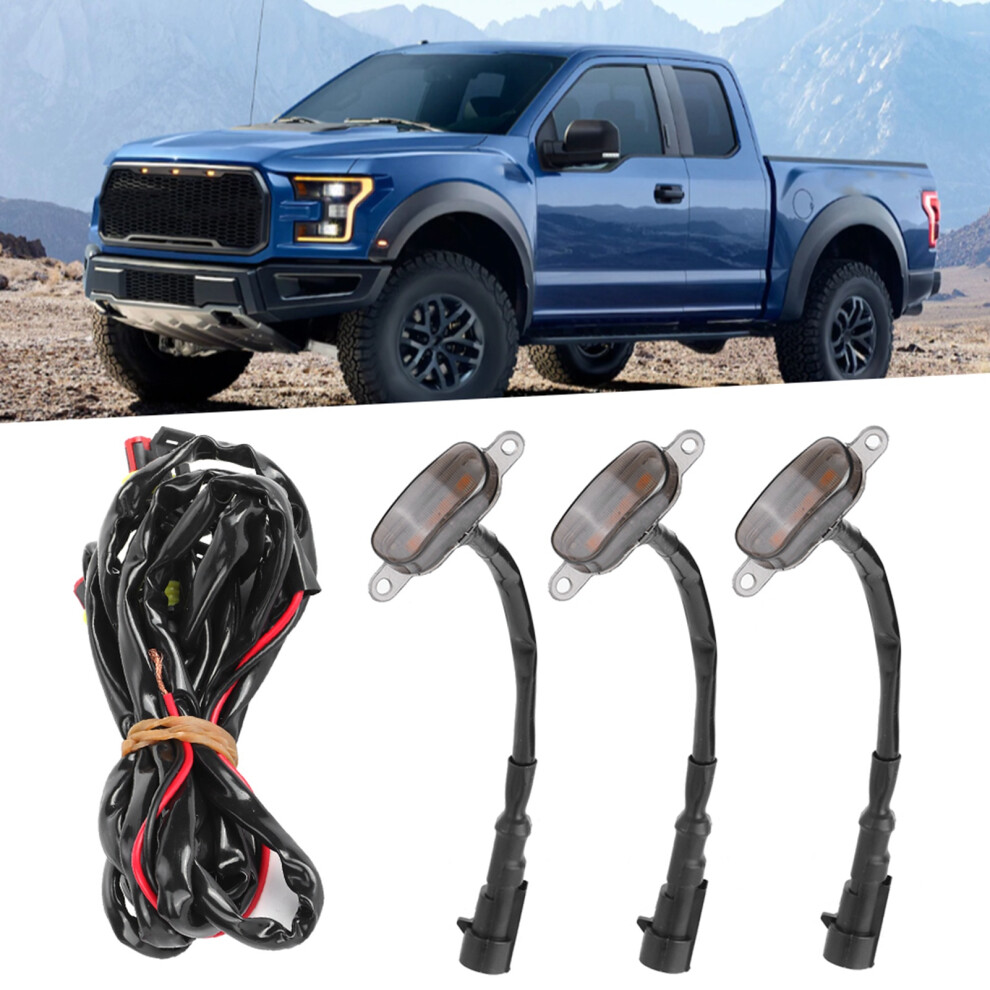 3Pcs Car Grille With Harness High Brightness Fit For Ford Fâ150 Raptor 2010Â2014 2017ÂUpblack Lens Light/Yellow 5061323533854
