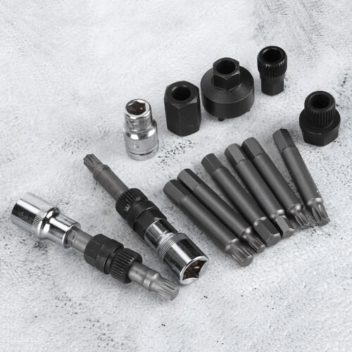 13Pcs/Set Alternator Freewheel Pulley Removal Socket Bit Garage Service Tool Kits Fit for Ford 2