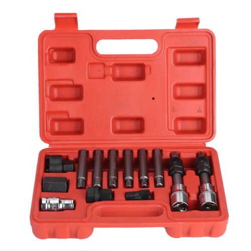 13Pcs/Set Alternator Freewheel Pulley Removal Socket Bit Garage Service Tool Kits Fit for Ford 1