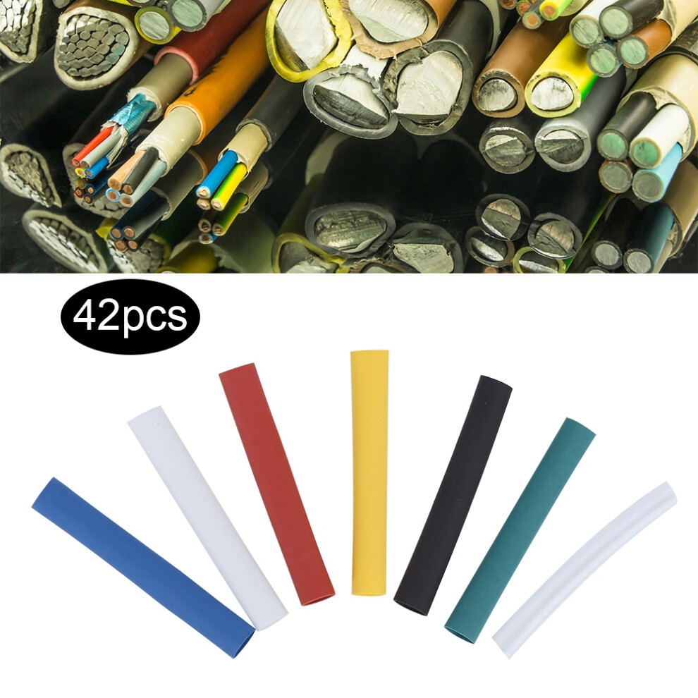 42Pcs Heat Shrink Tube Wire Wrap Sleeves Data Cable Protect Sheath 6/3Mm Waterproof 3251323534414