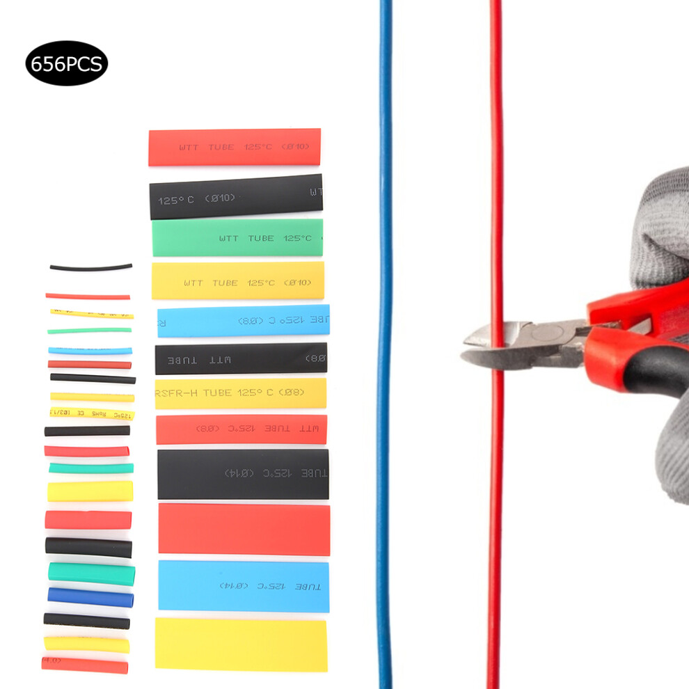 656Pcs Heat Shrink Tube Wire Wrap Sleeves Data Insulated Cable Protect Sheath Waterproof 3461323534332