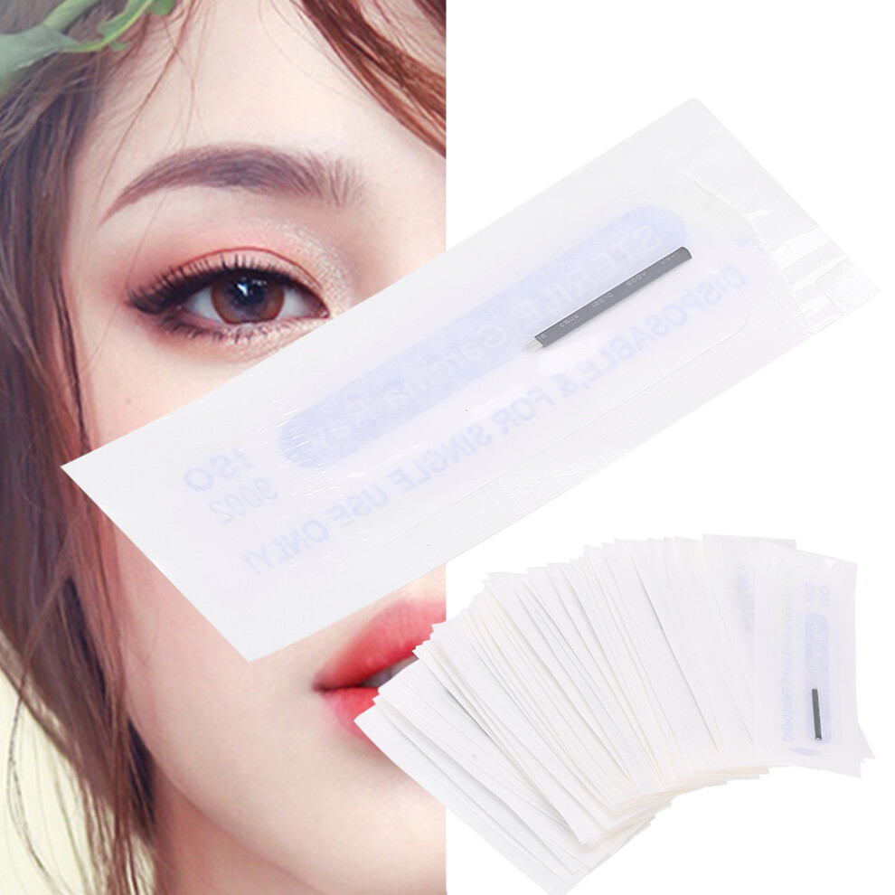 50pcs 0.18mm Microblading Needles Eyebrow Tattoo SemiPermanent Needle Blade(7 Pin )