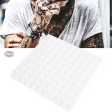 20 Stück lebensmittelechte Kunststoff-Tattoo-Tintenbehälter, 100 Löcher/Band