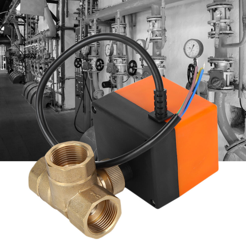 Motorized Ball Valve L Shape Orange Brass Electric Valves 3ÂWire 2ÂControl 1.6Mpa 6W Ac220v G3 / 4 Pouces 4681323536733