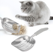 Haustier Spatel Katzenstreu-Schaufel aus Edelstahl 36x13cm Grau