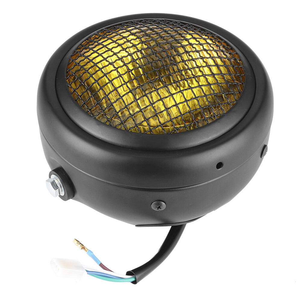 7In 55W Motorcycle Grill Headlight Retro Style Halogen Head Lamp High Brightnessyellow Lens 5011323539622