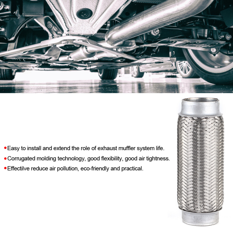 Stainless Steel Exhaust Flexible Pipe Flexi Joint Repair Tube Car Accessories55x200mm 9311323543039