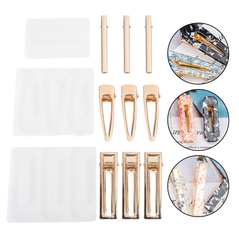Hair Pin Casting Mold Diy Hair Barrettes Silicone Molds Hair Clip Mould Strip Jewelry Mold(3 Molds 3 Metal Hairpin Accessories ) 9431323544864