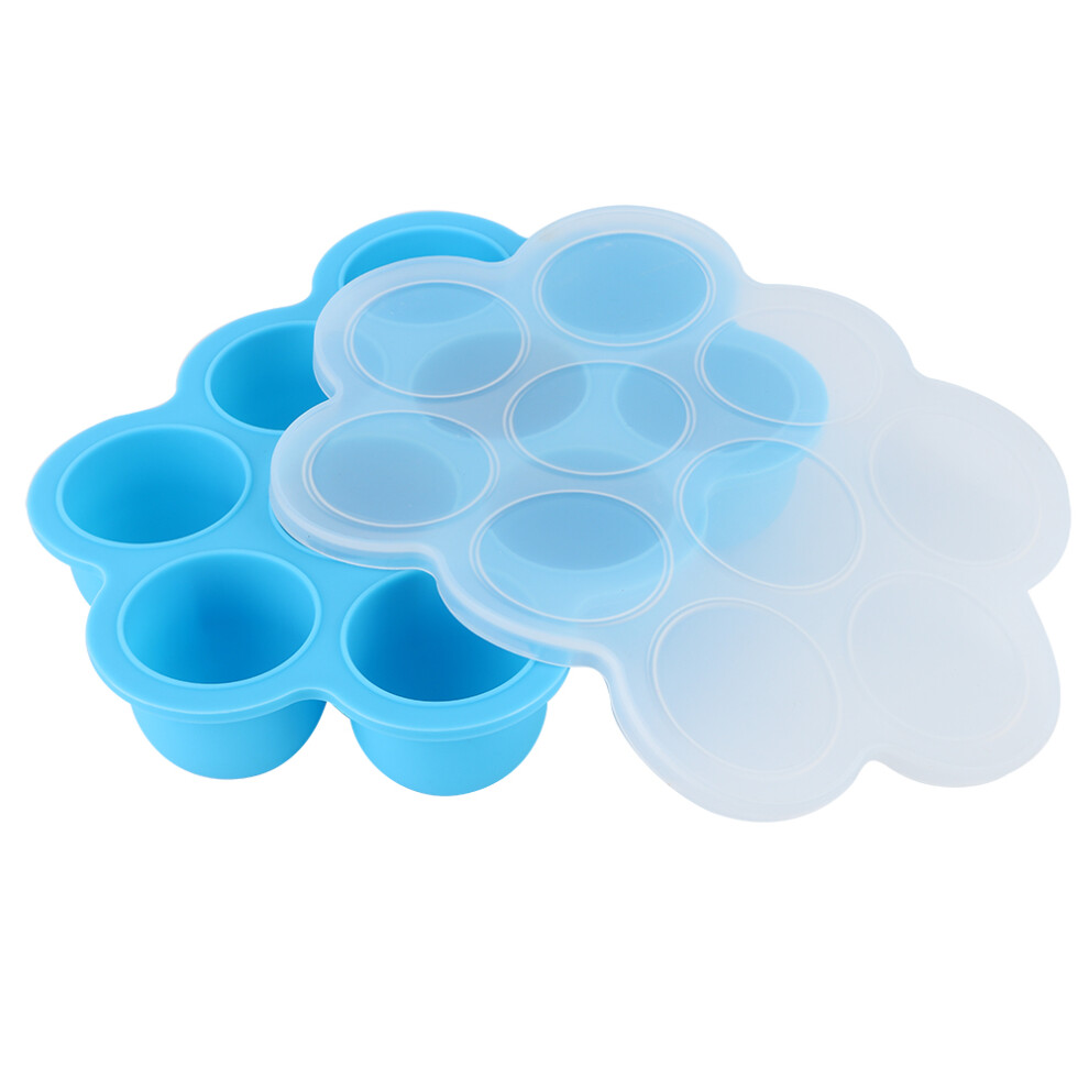 Silicone Food Freezer Tray 10 Holes Reusable Container With Lid For Homemade Baby Food( ) Blue
