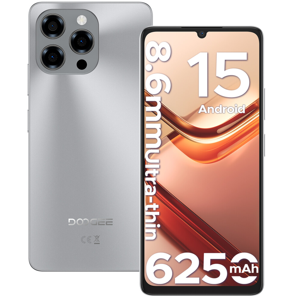 Doogee (Plain) Note 58 Android 15 Unlocked Cellphone,32Gb+128Gb/2Tb With 6.75" Hd+ Screen, 6250Mah Battery,4G Dual,Widevine L1/Nfc/Otg/Face Unlock Silver