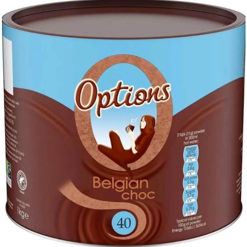 Options Belgian Chocolate Instant Hot Chocolate Drink 1KG