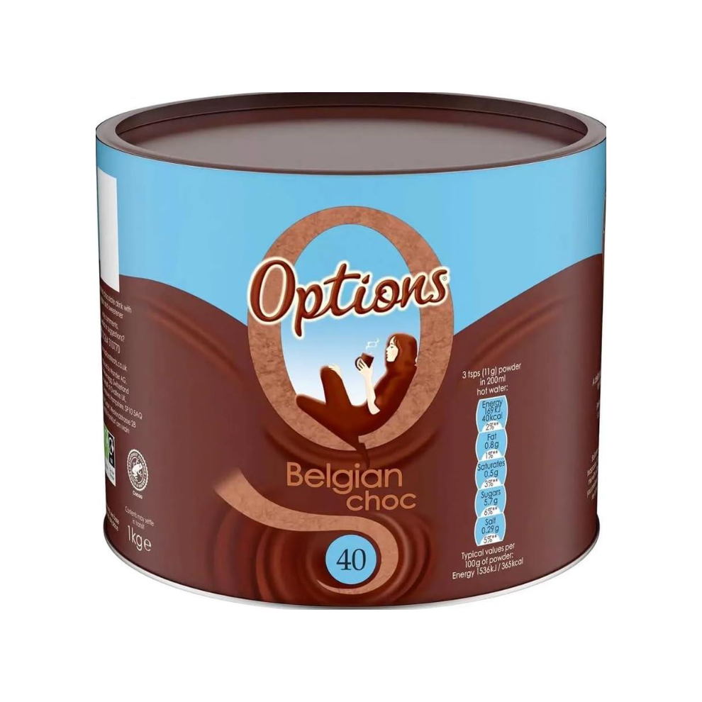Options Chocolate Options Belgian Chocolate Instant Hot Chocolate Drink 1Kg