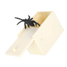 Lustige Fake-Spinnenbox-Spielsache Halloween Aprilscherz-Geschenk, Weiß, 9,3x6,3x5,6 cm