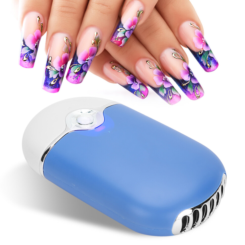 USB Portable Multi‑Functional Nail Art Nail Polish Fan Extension Eyelashes Dryer(Blue )