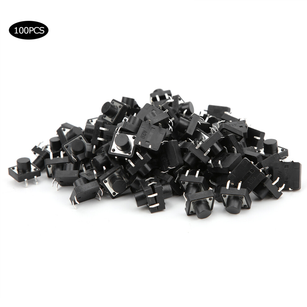 100Pcs Momentary Tactile Button Switch Industrial Supply Engineering Plastic Dip 12 X 12 X 8Mm 7891323559442