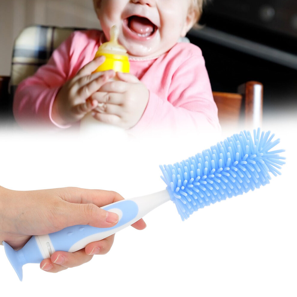 Baby Milk Bottle Cup Cleaner Silicone 360 Degree Cleaning Baby Bottle Cleaner Brush (Blue) Blue