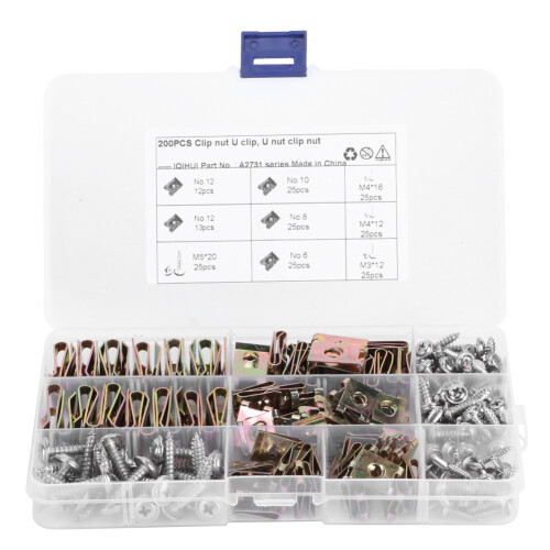 Auto U-Clips Muttern Set 6/8/10/12 Sortimente mit Edelstahlschrauben 1