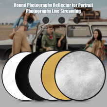 80cm/32Inch Photography Light Reflector 5-in-1(Translucent, Silver, Gold, White, Black) Collapsible Multi-Disc for Studio Outdoor Photograp
