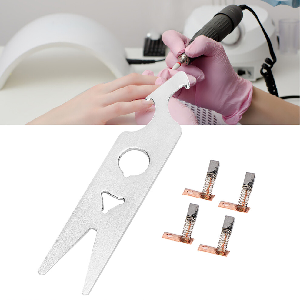 2 Pairs Carbon Brush Wrench Set Nail Drill Handpiece Accessory Replacement Part