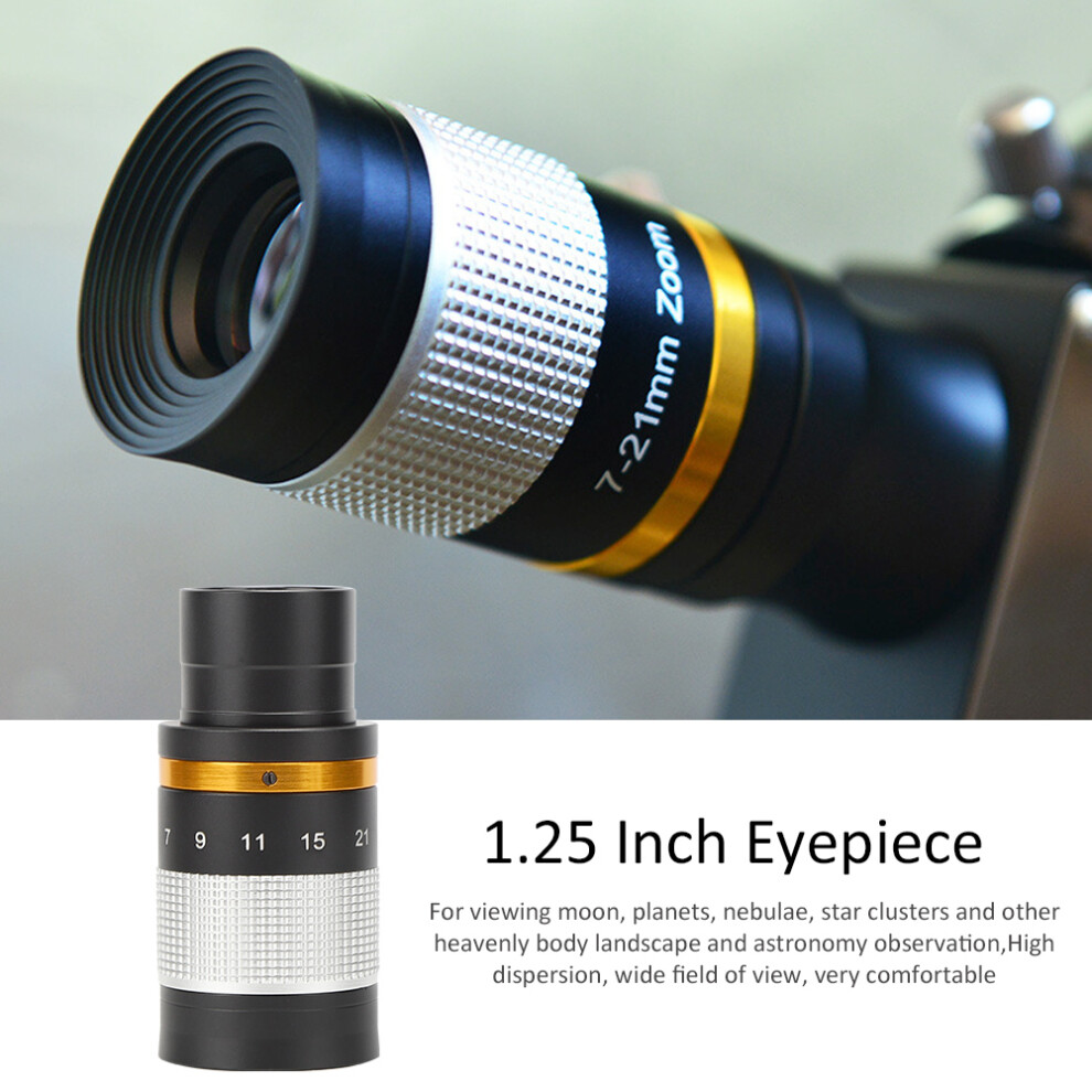 Coating Astronomical Telescope 7‑21Mm Continuous Zoom Eyepiece 1.25 Inch 31.7 Mm Silver 4341323563831