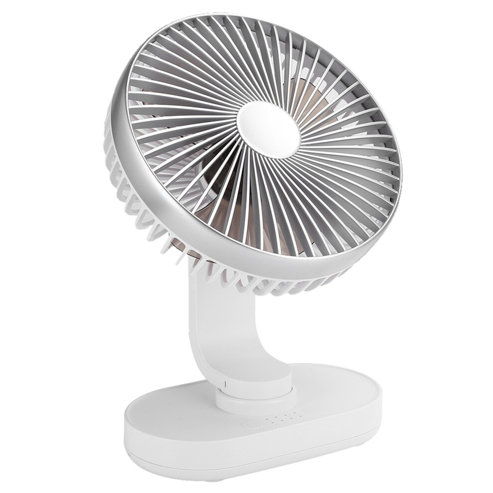 USB Desktop Fan Mini 4âSpeed Small Rechargeable Home Office Desk Mute Table Shaking FansSilver-image-OPC-PHW7W95-NEW