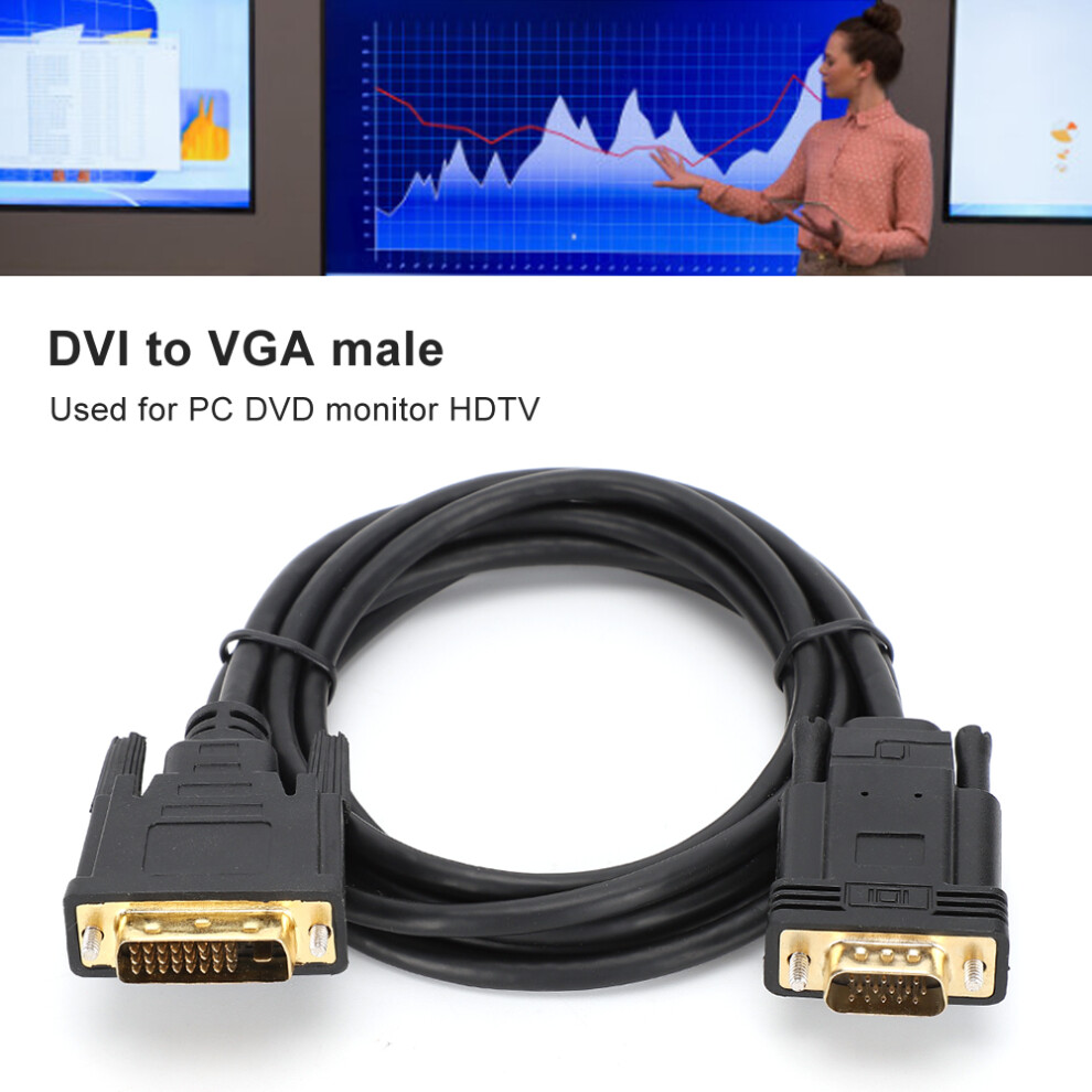 Hd Video Cable Computer Accessory Adapter Cord 1080P Dvi To Vga Male 2ÂMeter For Windows95 4661323565155