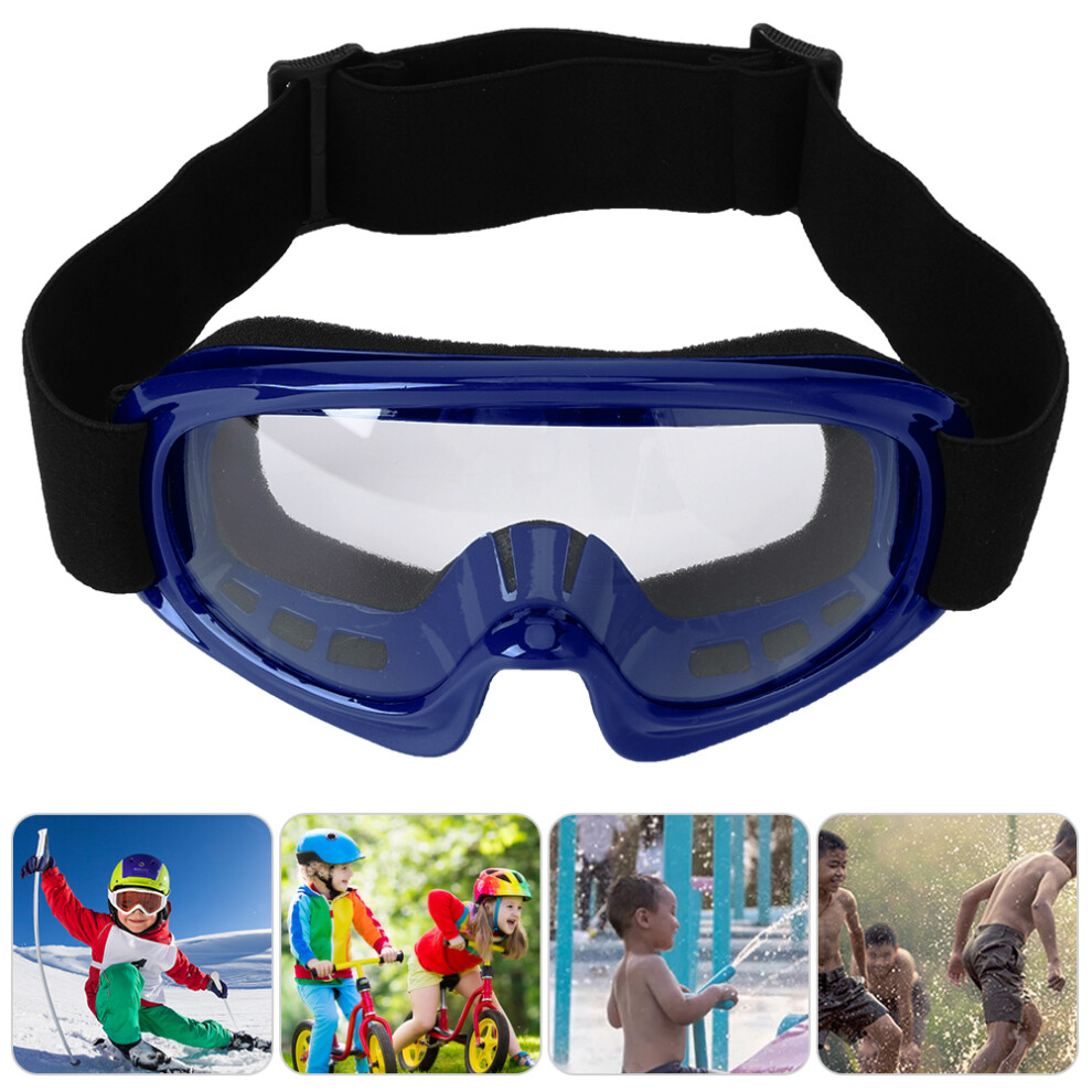 Children Protection Goggles Motorcycle Outdoor Cycling Windproof Anti‑Impact Skiing Glasses(Blue ) 9371323566353