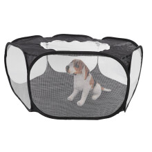 Portable Small Pet Animals Playpen Transparent Puppy Cat Rabbit Cage Tent for OutdoorBlack