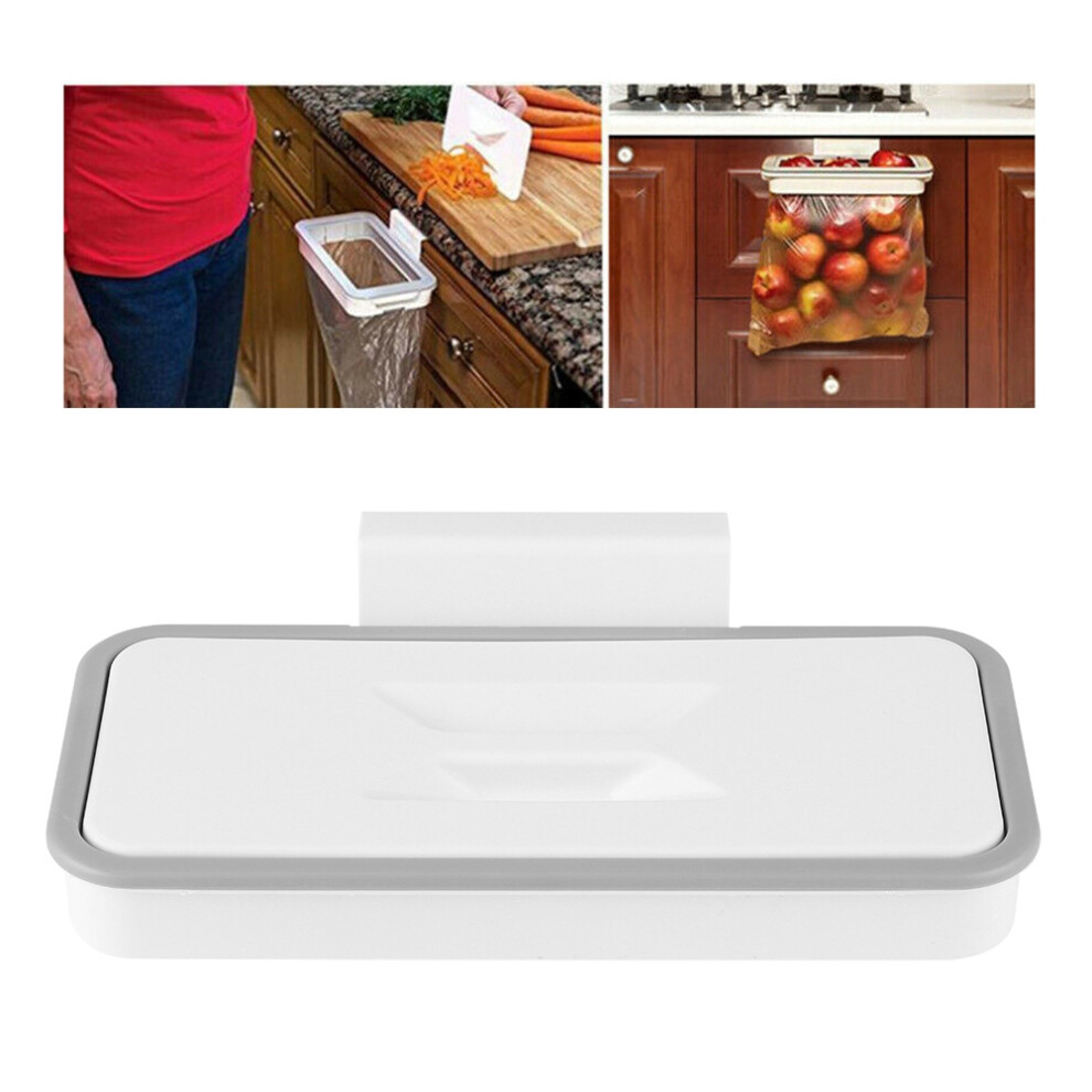 Hanging Trash Bag Rack Garbage Waste Holder with Lid for Kitchen Closet Cupboard Accessory