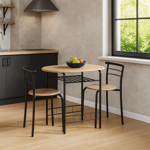 URBN Living (Oak) 3 Pcs Dining Table 2 Chairs Set Kitchen Breakfast Furniture Compact Space Saving 2