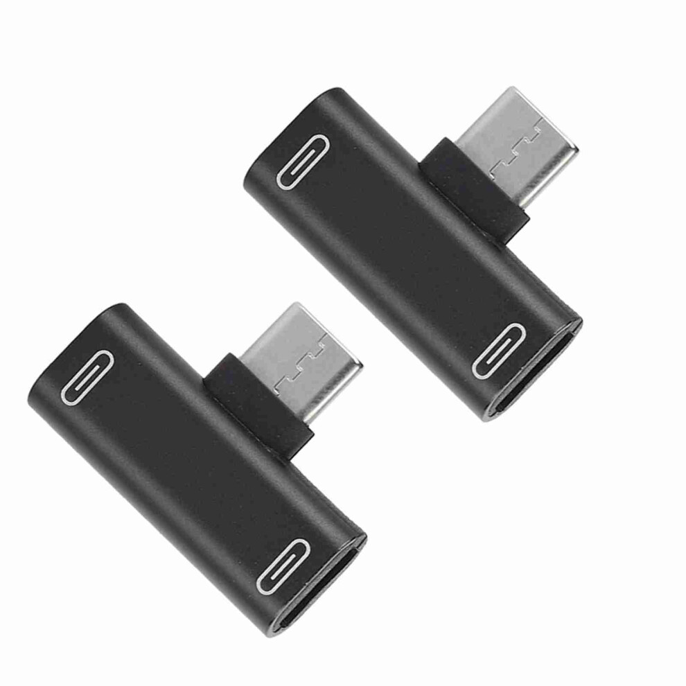 2Pcs Typec Converter Splitter Dual 2 In 1 To Headphone Usb Audio Charger Adapter ( ) Black 9311323576860