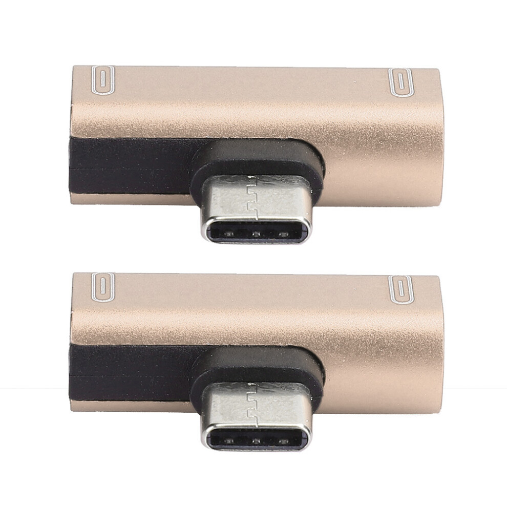 2Pcs Typec Converter Splitter Dual 2 In 1 To Headphone Usb Audio Charger Adapter ( ) Gold 9491323576883