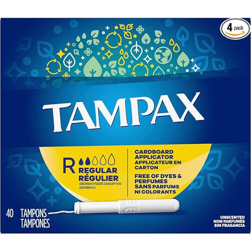 Tampax Tampons, Regular Absorbency, Cardboard Applicator