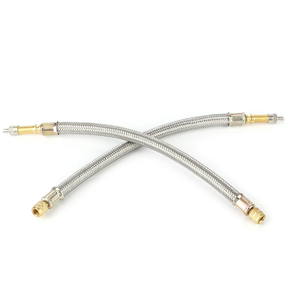 2Pcs Tire Valve Stem Extension Adaptor Stainless Steel Braided Car Universal 250Mm 7661323581381